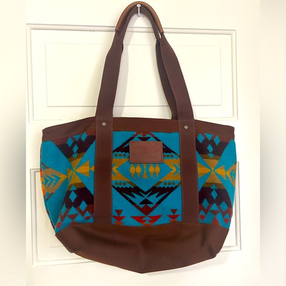Pendleton Zip Tote turquoise brown - Picture 1 of 7